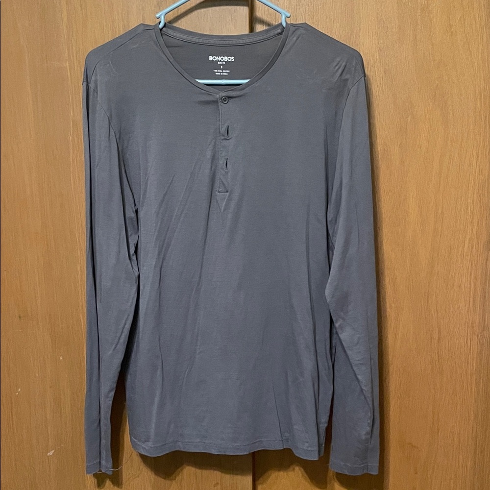 Bonobos Men's Charcoal Long Sleeve Henley